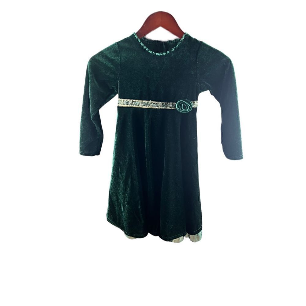 Sophie Rose Girl Holiday Special Occasion Green Dress 6X girly velvet fluffy